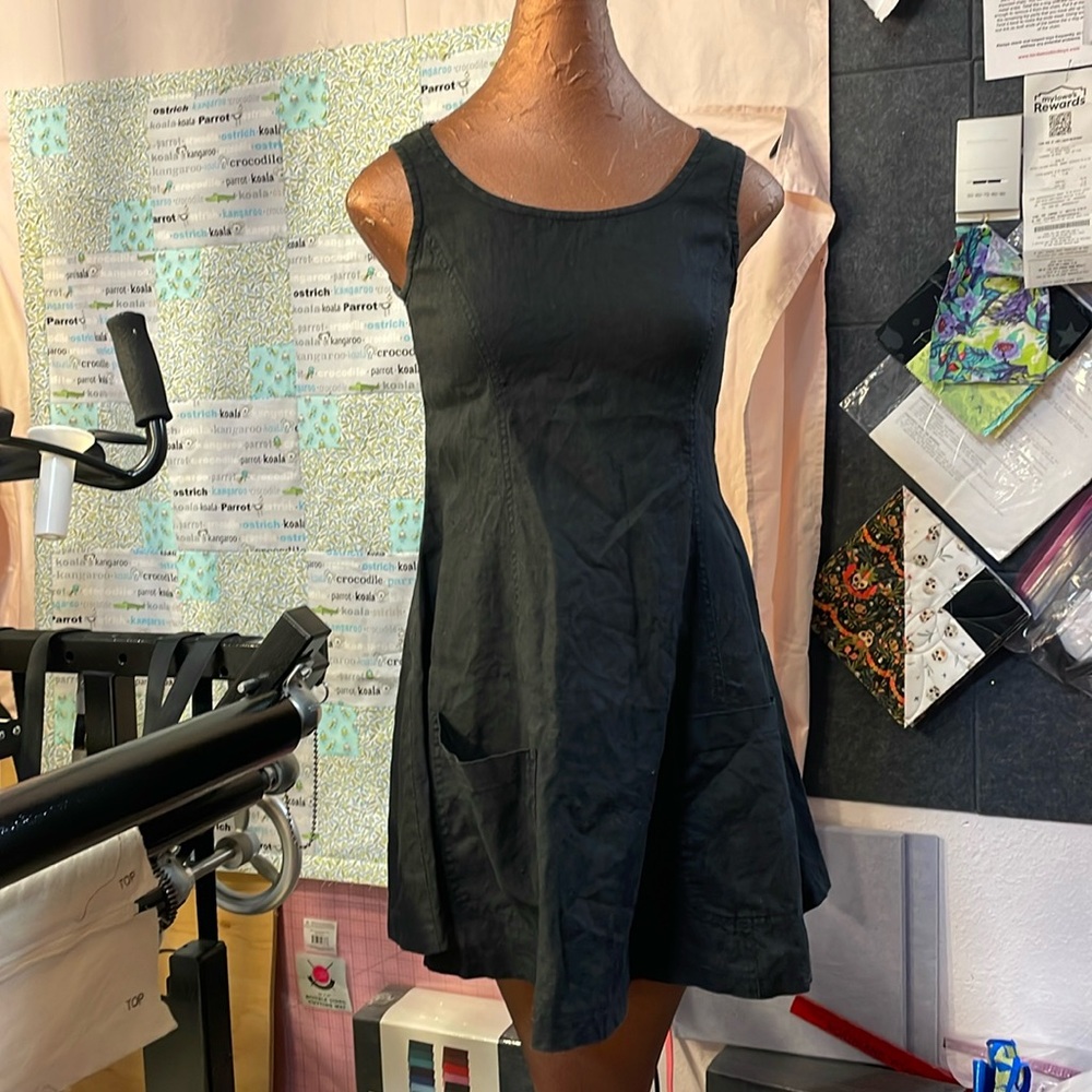 Betsey Johnson trapeze linen dress pockets 90’s